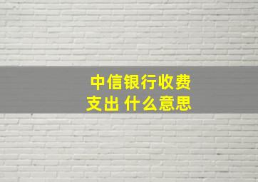 中信银行收费支出 什么意思